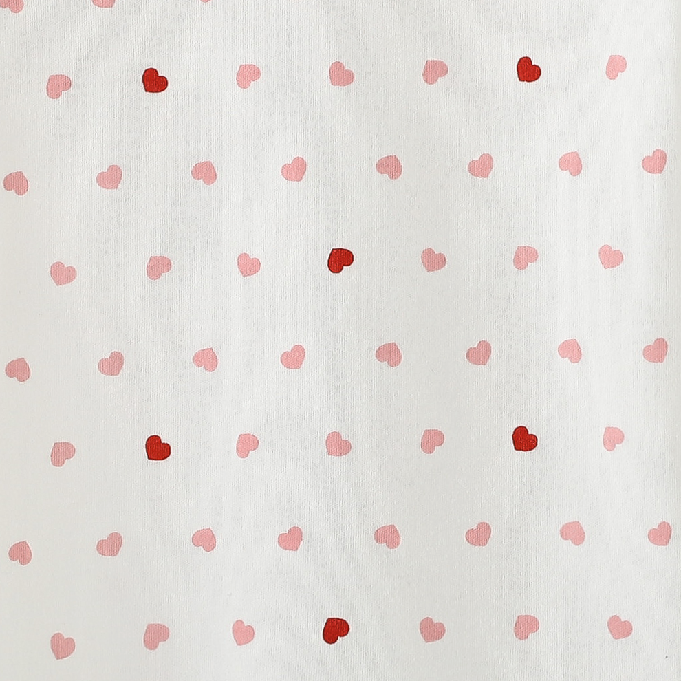 100% Organic Cotton Zip Footless Short Sleeve Pajamas - Ruffle Pink Heart & Pink Strawberry