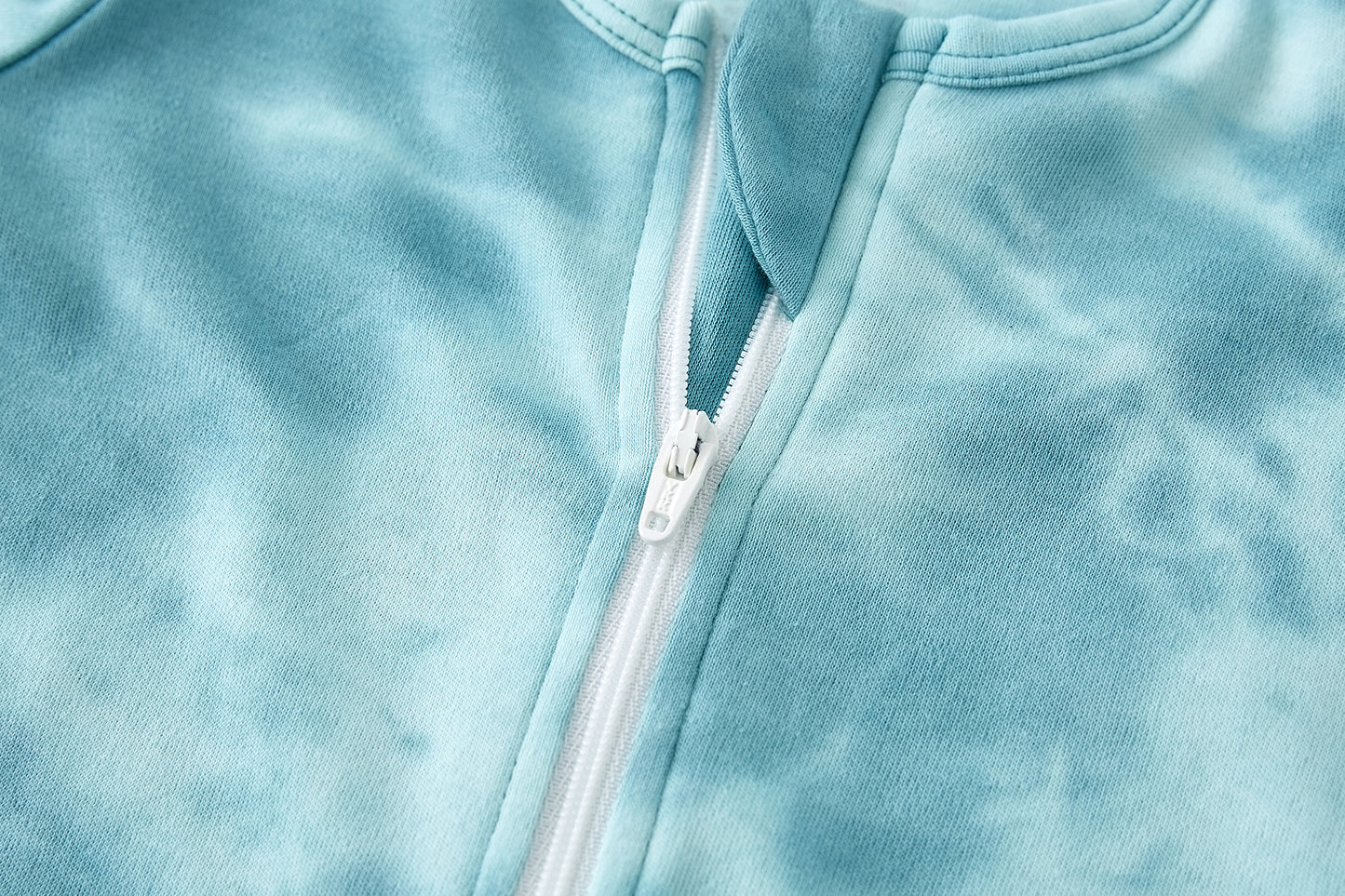 100% Organic Cotton Zip Footed Pajamas - Tie Dye Green