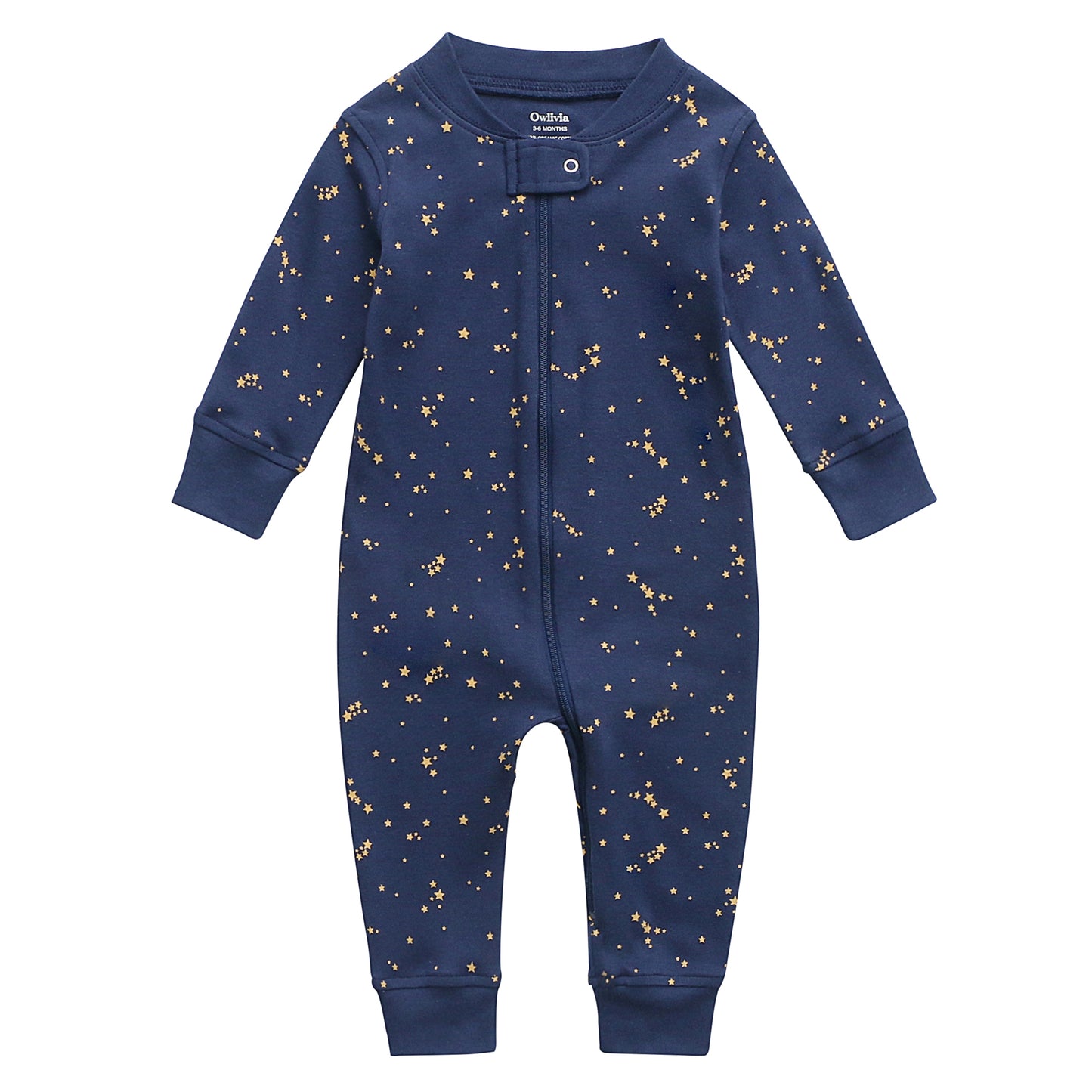 100% Organic Cotton Zip Footless Pajamas - Starry Sky