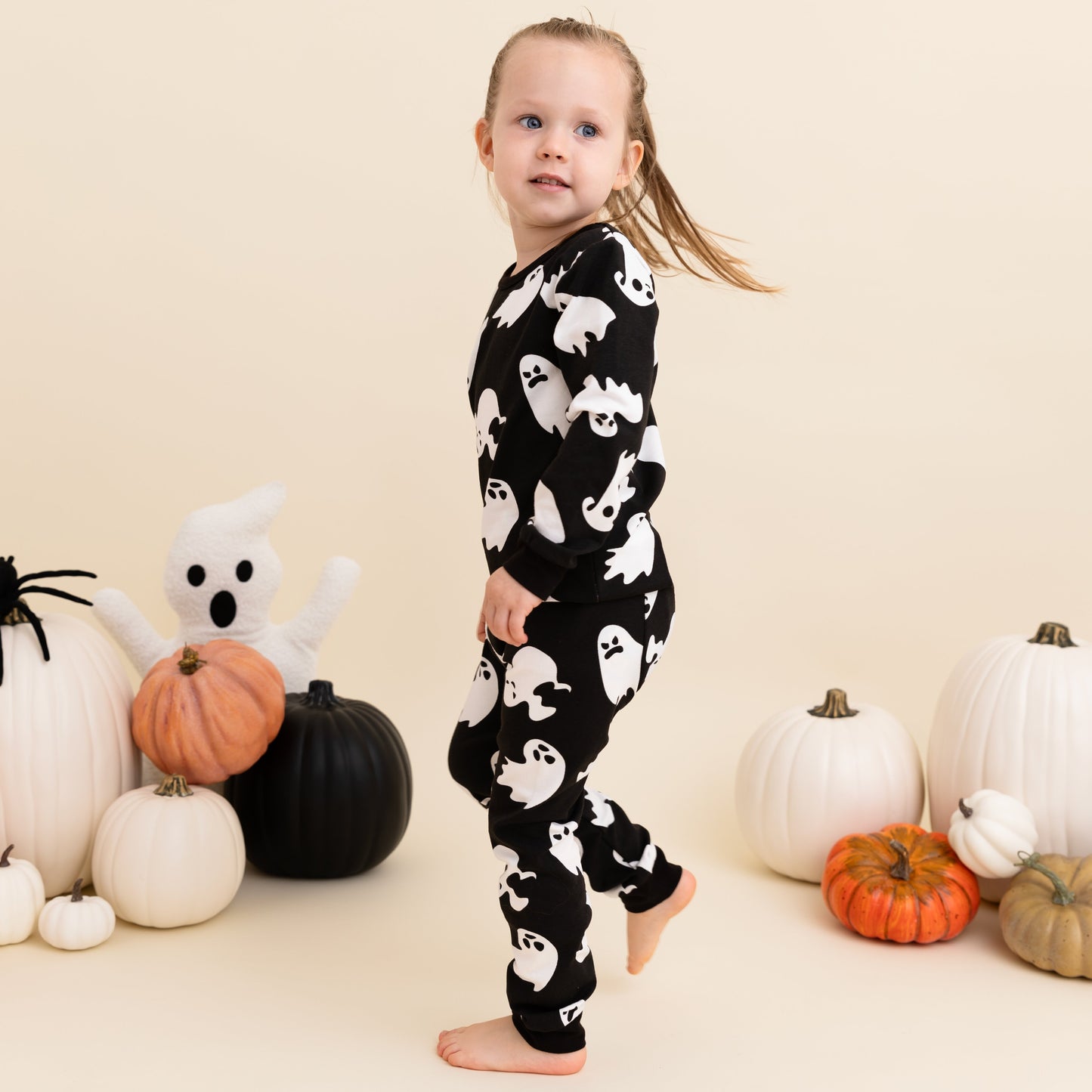 100% Organic Cotton Toddler 2 Piece Pajama Set -Halloween Ghosts