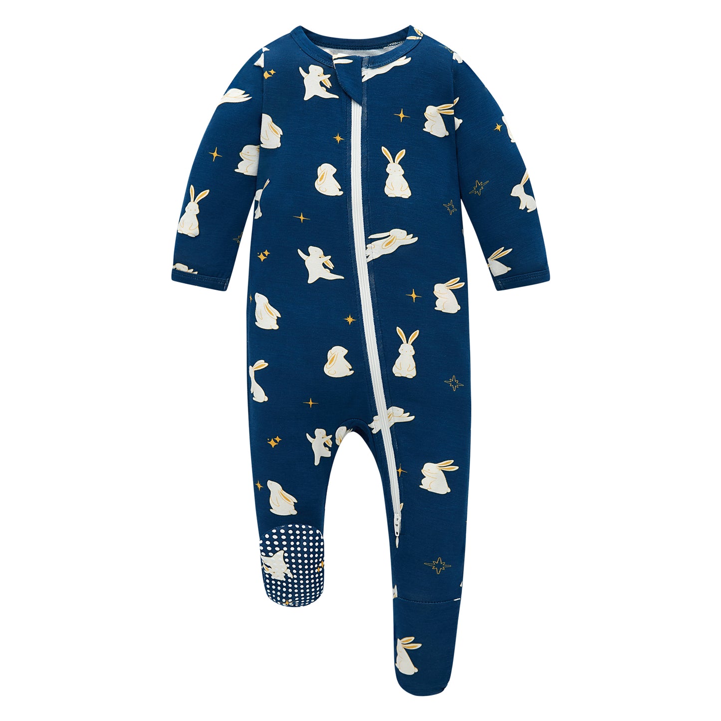 Bamboo Long Sleeve Zip Footed Pajamas - Aqua