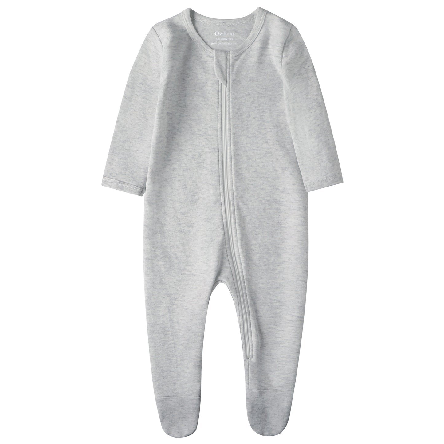 100% Cotton Footed Zip Pajamas - 3 pack - Mauve&light Grey&dark Grey