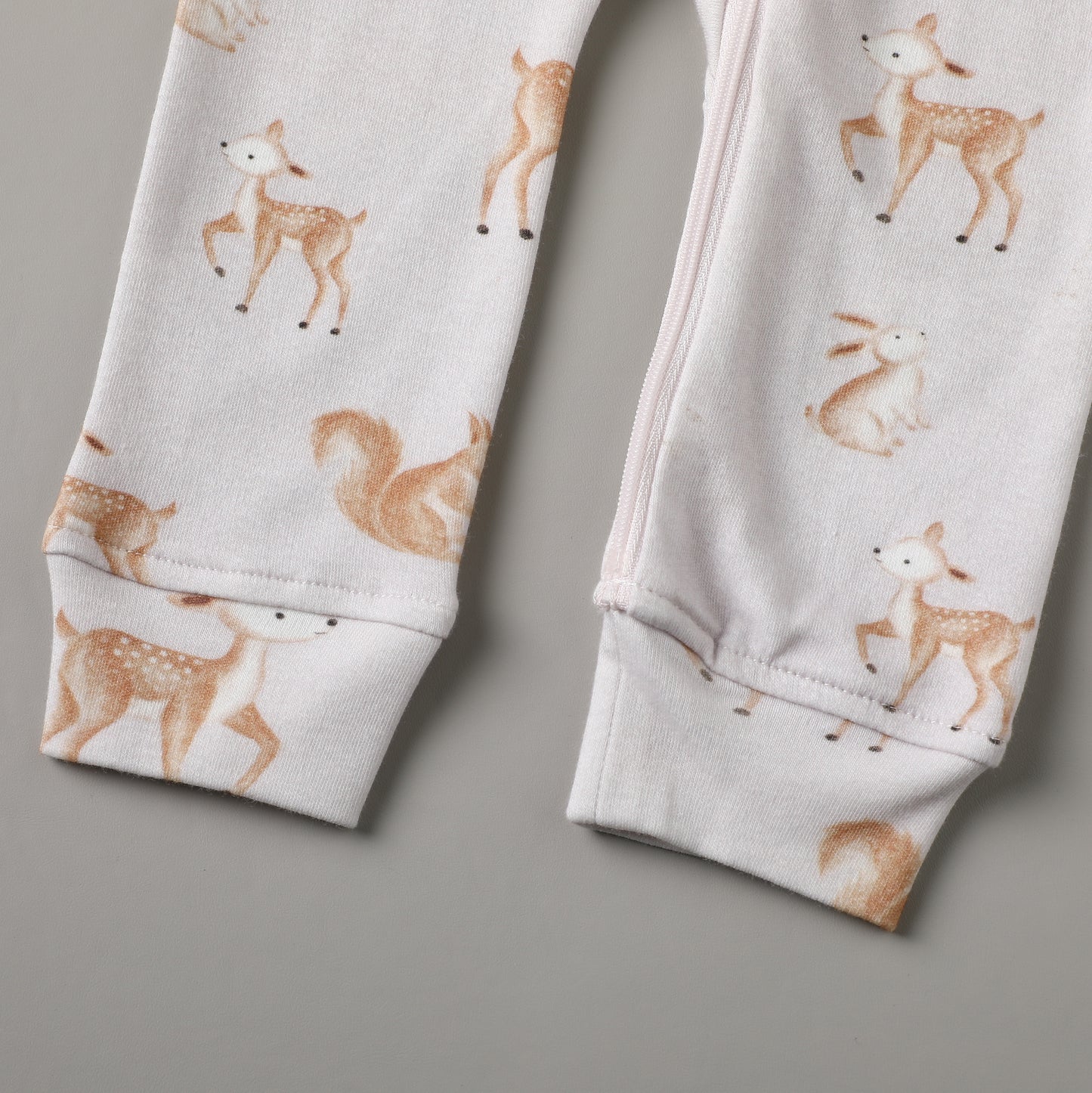 100% Organic Cotton Zip Footless Pajamas - Pink Deer