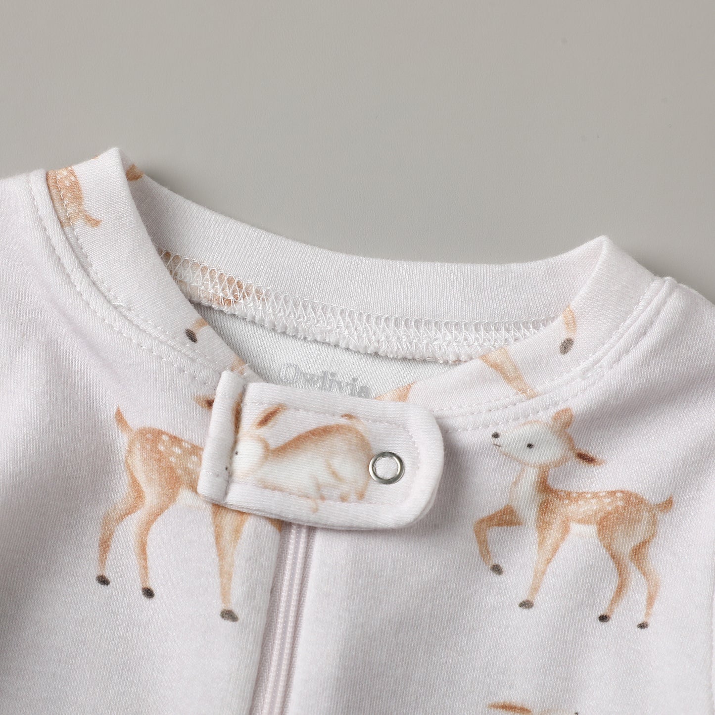 100% Organic Cotton Zip Footless Pajamas - Pink Deer