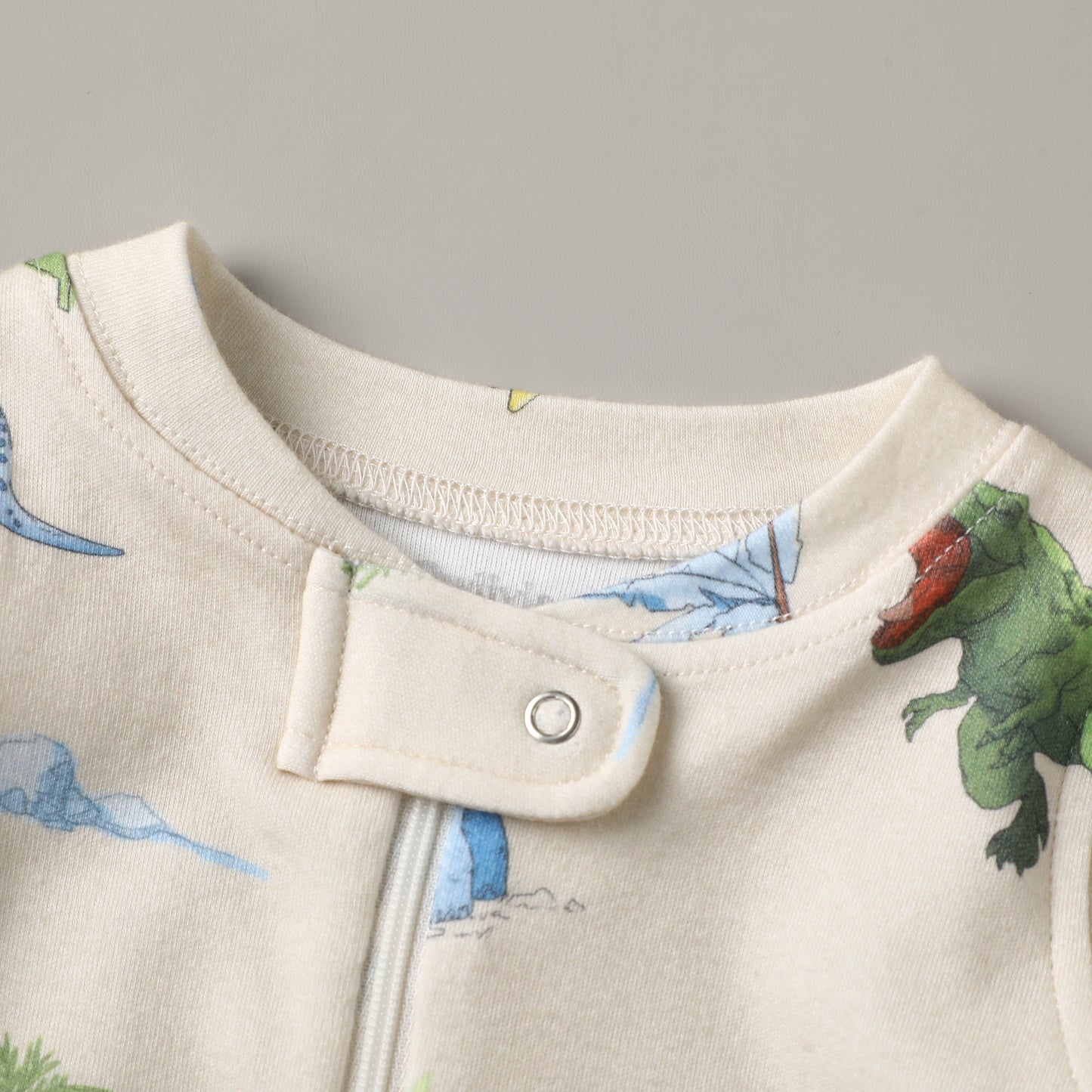 100% Organic Cotton Zip Footless Pajamas - Watercolor Dinosaur