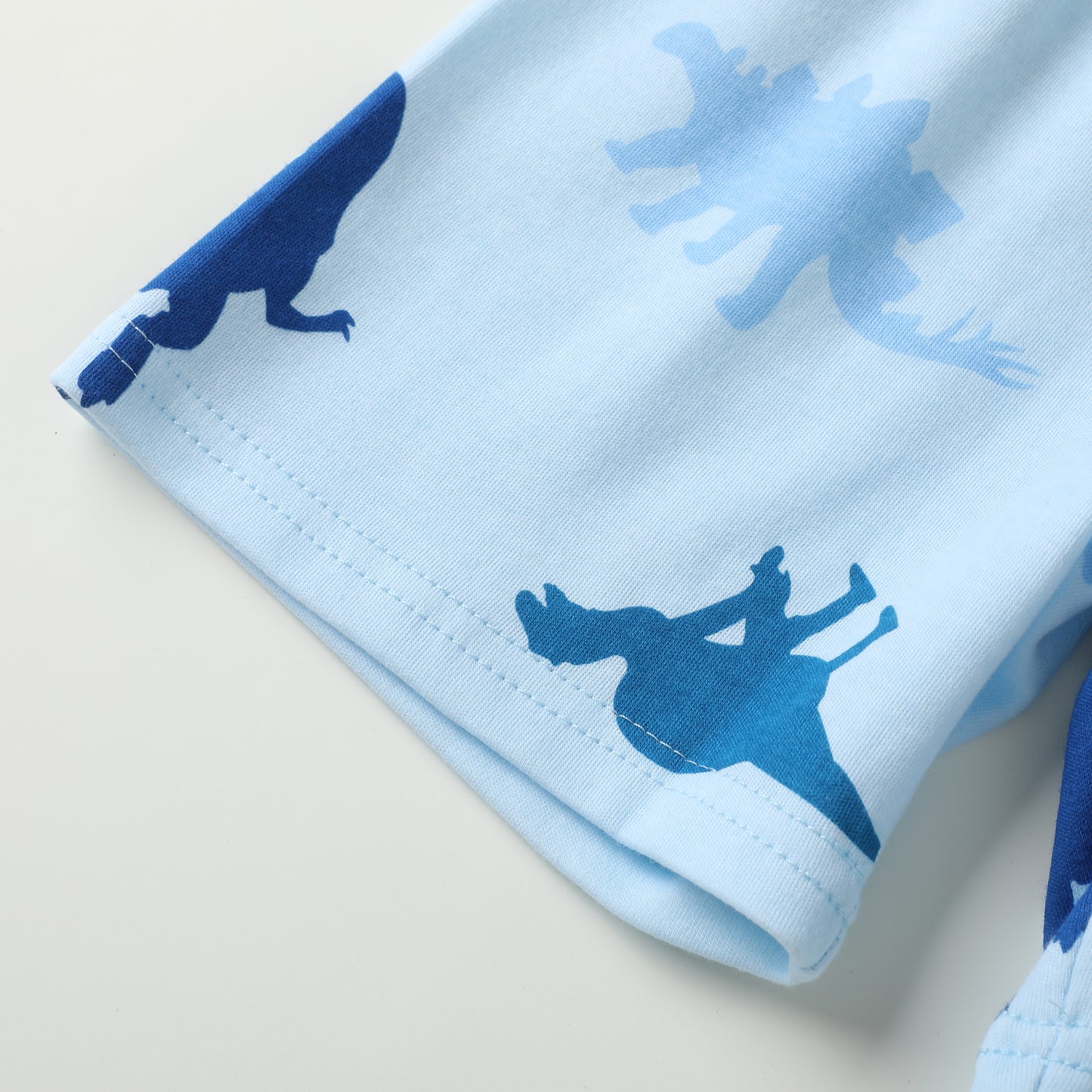 100% Organic Cotton Toddler Summer 2 Piece short sleeve Pajama Set - Blue Dinosaur