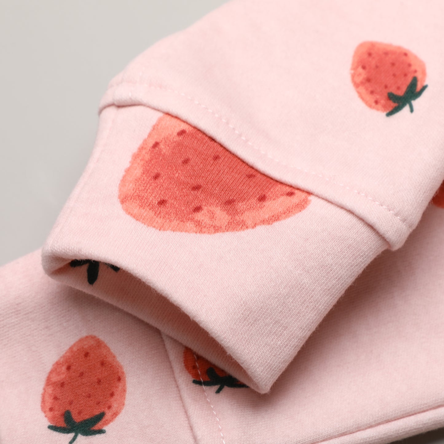100% Cotton Footless Zip Pajamas - 2 pack - Pink Strawberry&White