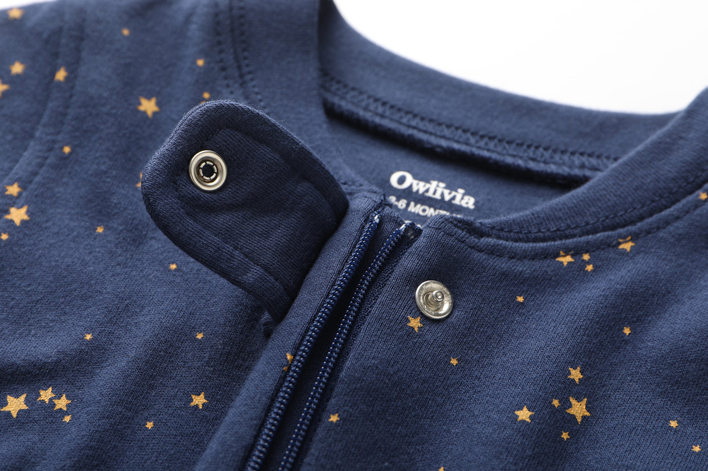 100% Organic Cotton Zip Footless Short Sleeve Pajamas - Short Starry Sky