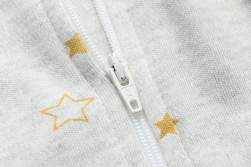 100% Organic Cotton Zip Footed Pajamas - Golden Star