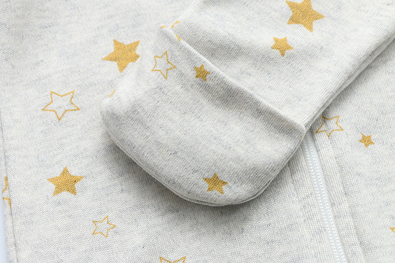 100% Organic Cotton Zip Footed Pajamas - Golden Star