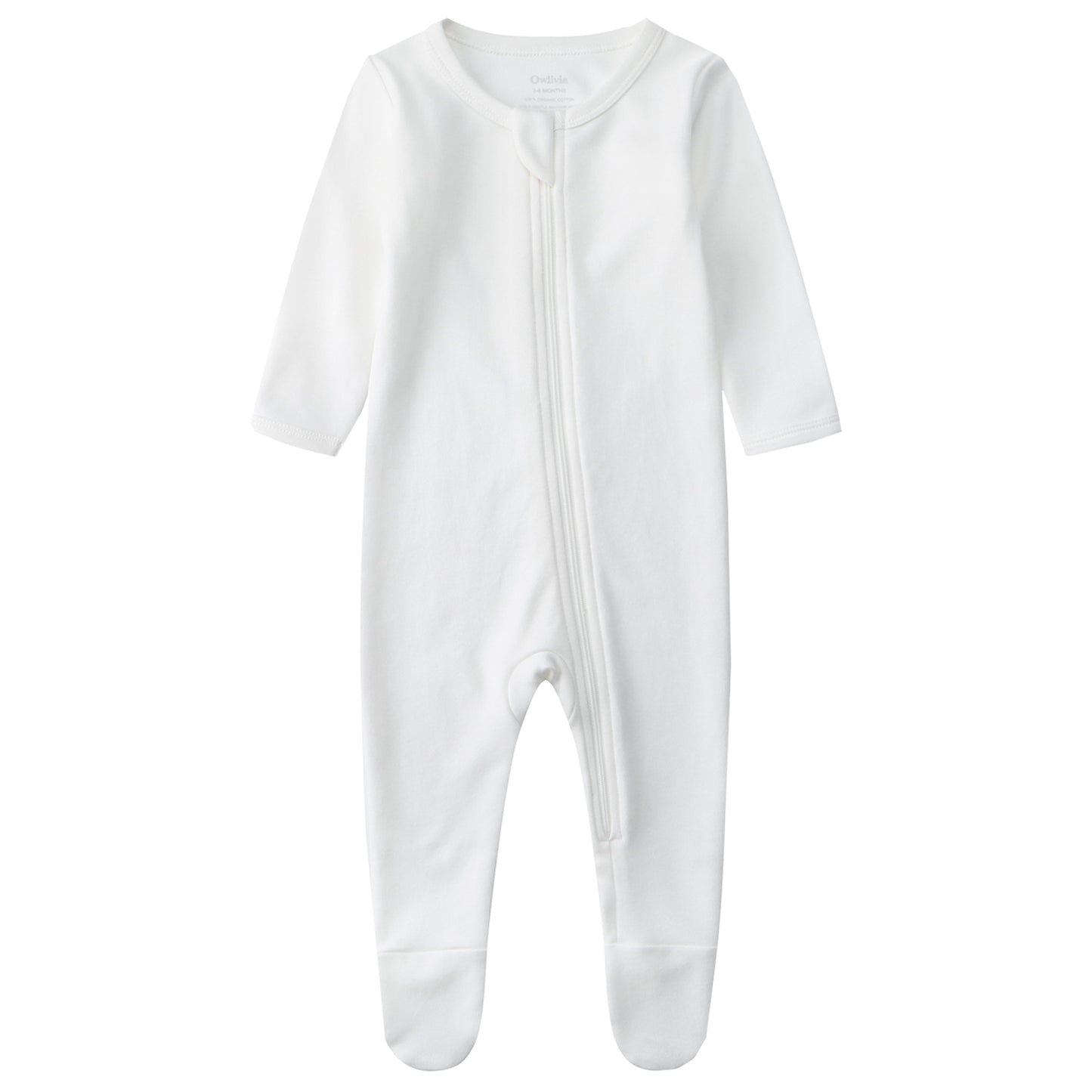 100% Cotton Footed Zip Pajamas - 3 pack - Brown&beige&ivory White