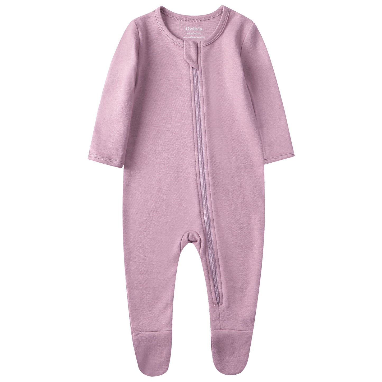 100% Cotton Footed Zip Pajamas - 3 pack - Mauve&light Grey&dark Grey