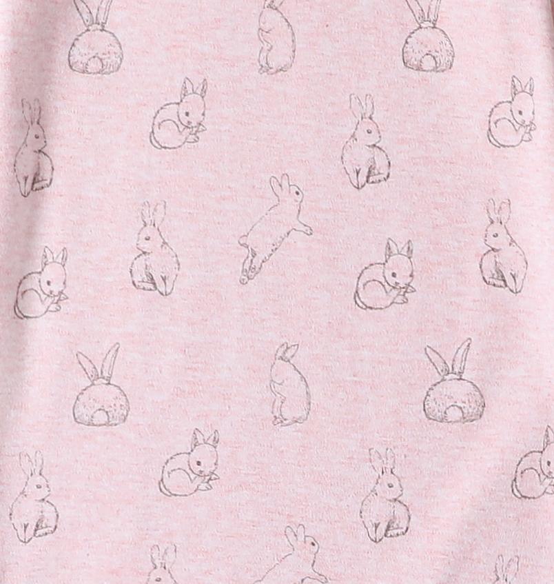 100% Organic Cotton Zip Footed Pajamas - Pink Rabbit