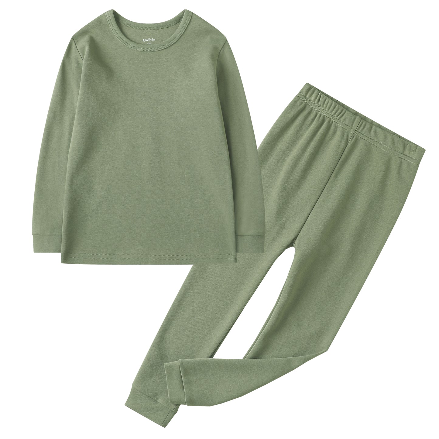 100% Organic Cotton Toddler 2 Piece Pajama Set - Olive