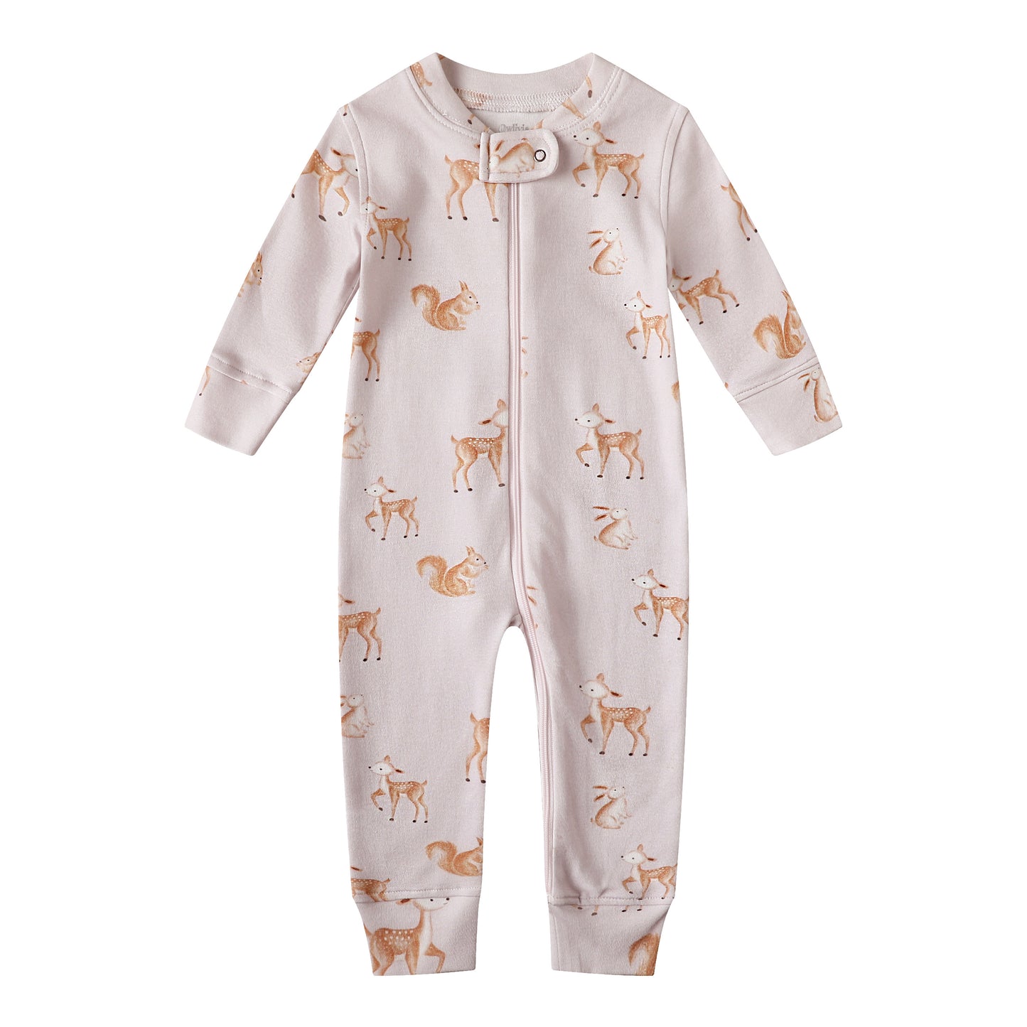 100% Organic Cotton Zip Footless Pajamas - Pink Deer