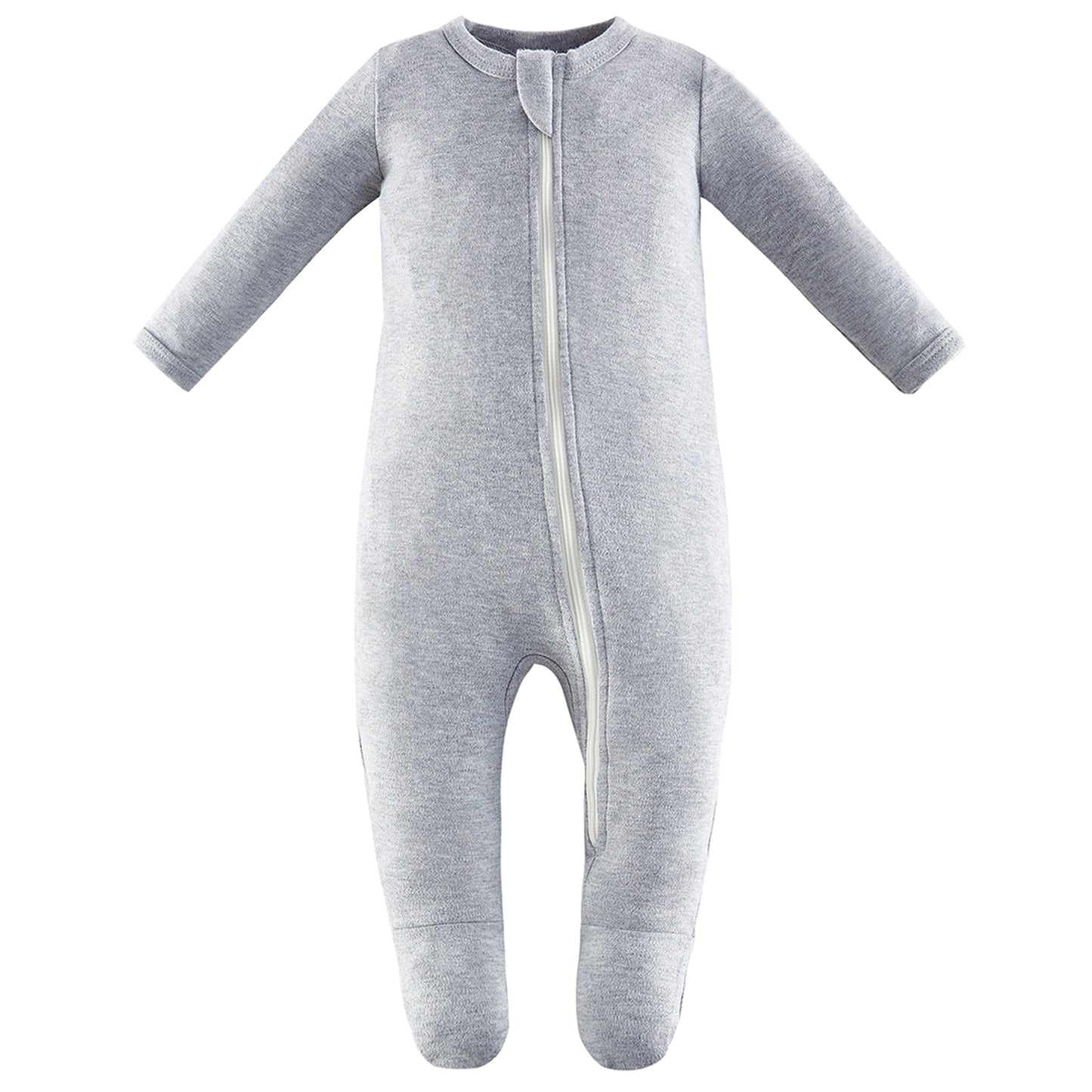 100% Cotton Footed Zip Pajamas - 3 pack - Olive&grey&ivory White