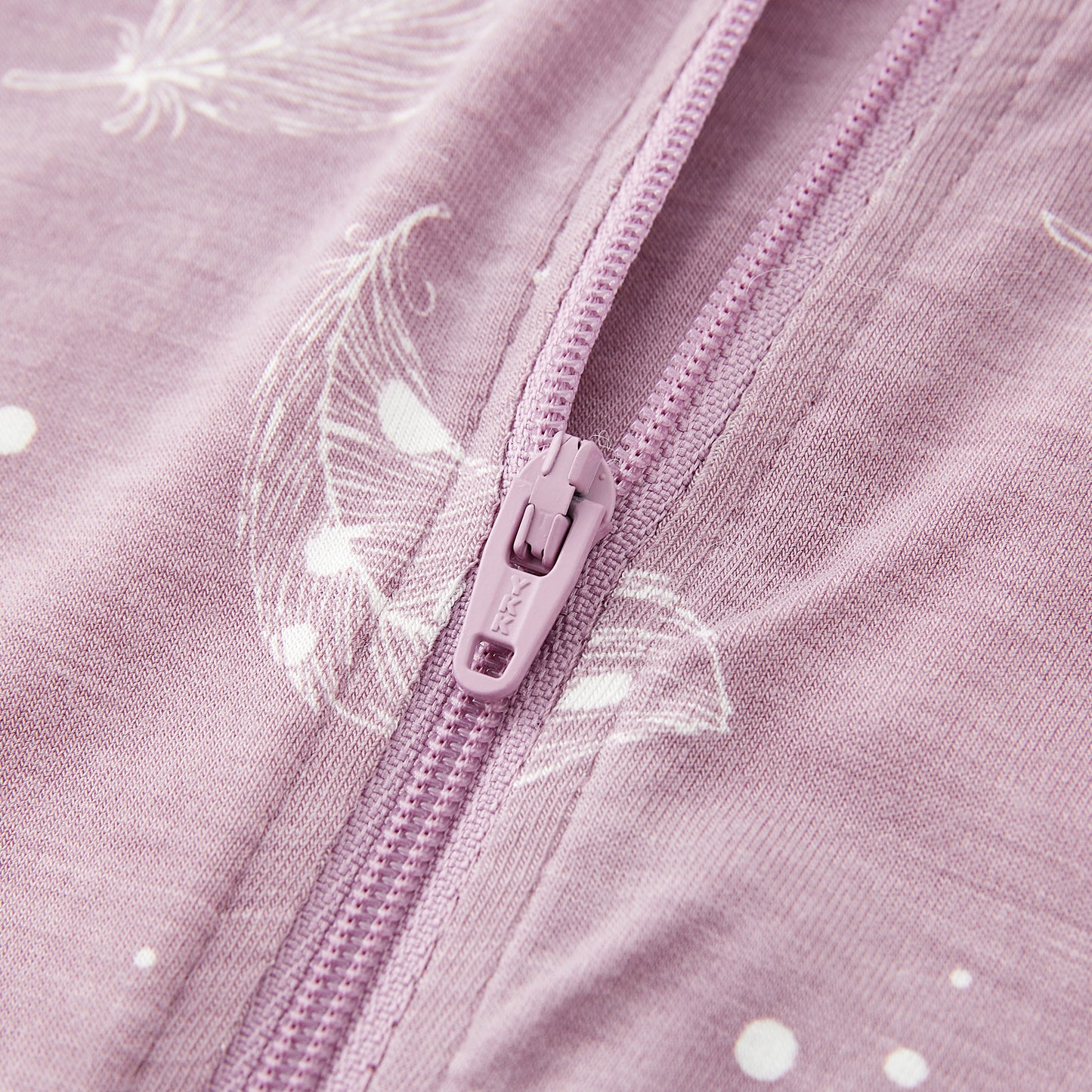 Bamboo Long Sleeve Zip Footed Pajamas - Feather Mauve
