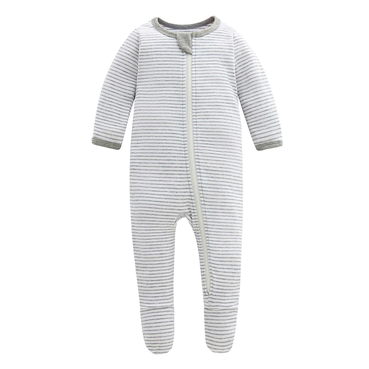 100% Cotton Footed Zip Pajamas - 2 pack - Green Cheetah & Stripes