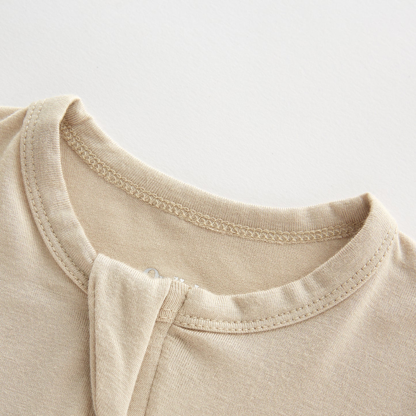 Bamboo Long Sleeve Zip Footed Pajamas - Beige