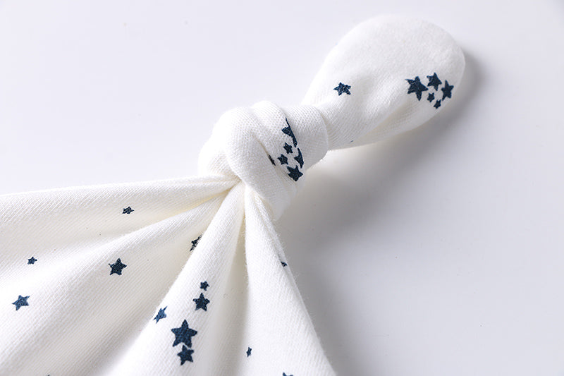 Owlivia Organic Newborn Knot Hats, Hospital Baby Beanies, Unisex Infant Caps, 3-Pack - Navy/Dark Gray Melange/Blue Star