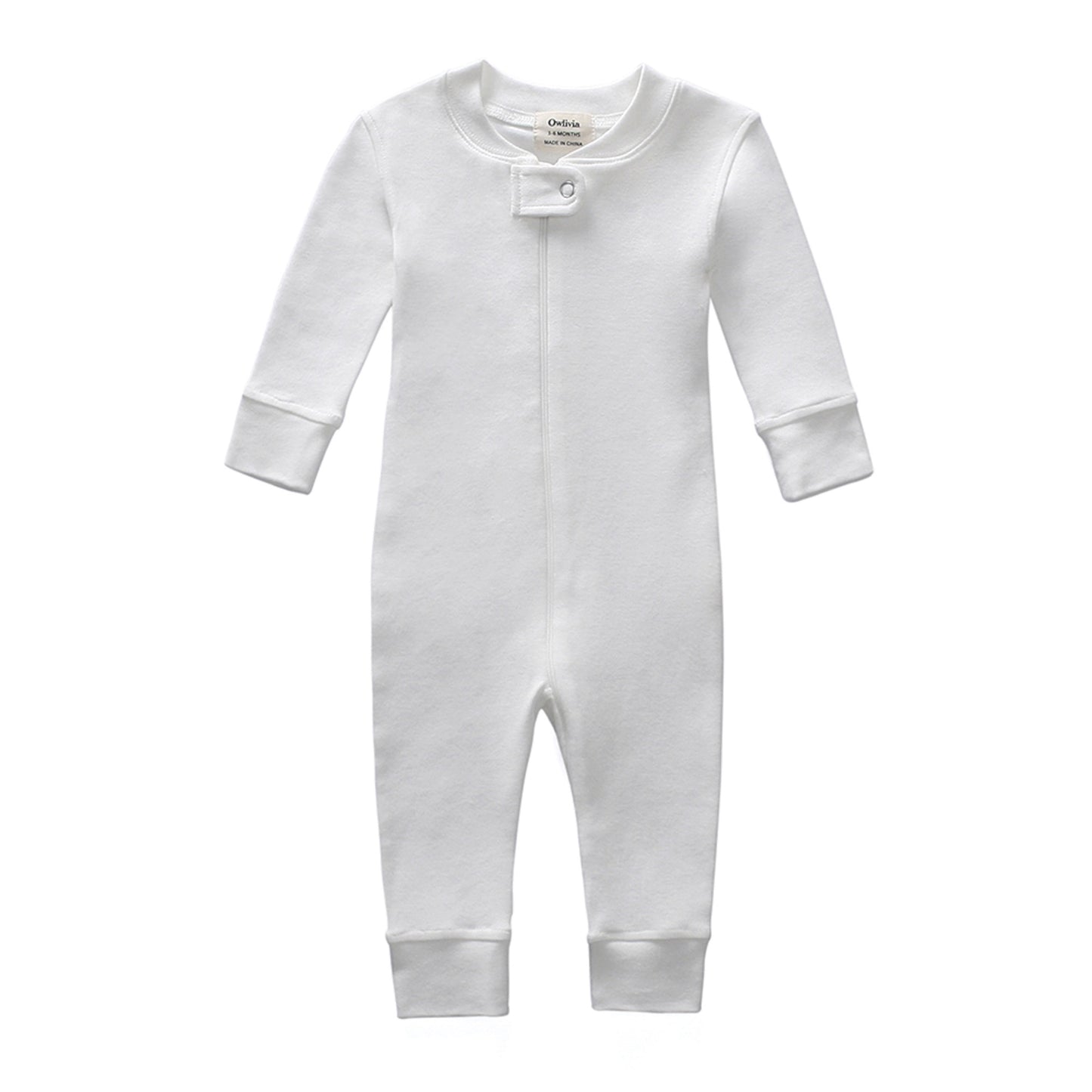 100% Organic Cotton Zip Footless Pajamas - Off White