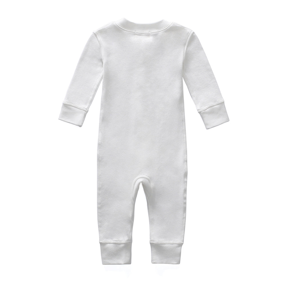 100% Organic Cotton Zip Footless Pajamas - Off White