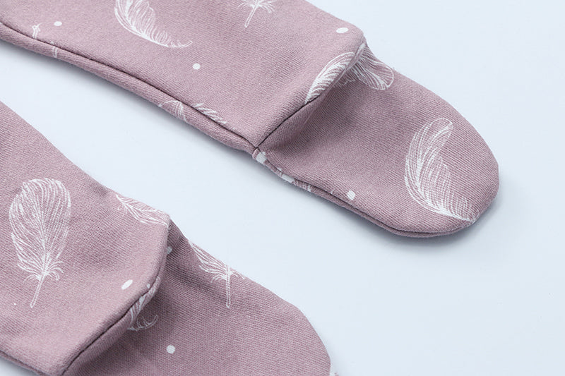 100% Organic Cotton Zip Footed Pajamas - Feather Mauve