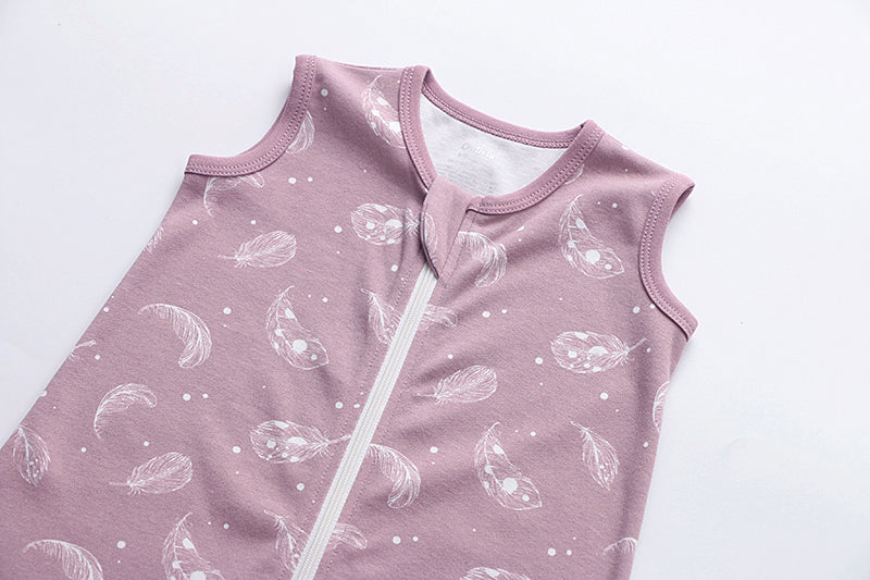 100% Organic Cotton 0.5tog Sleep Sack - Feather Mauve