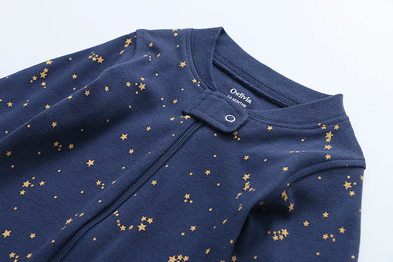 100% Organic Cotton Zip Footless Pajamas - Starry Sky