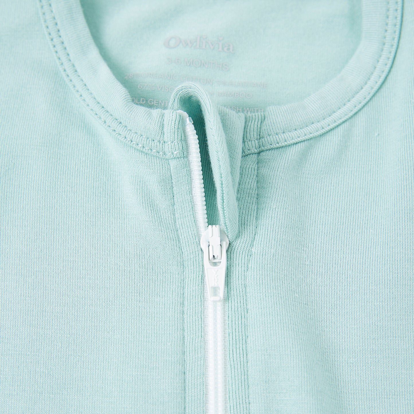 Bamboo Long Sleeve Zip Footed Pajamas - Seafoam