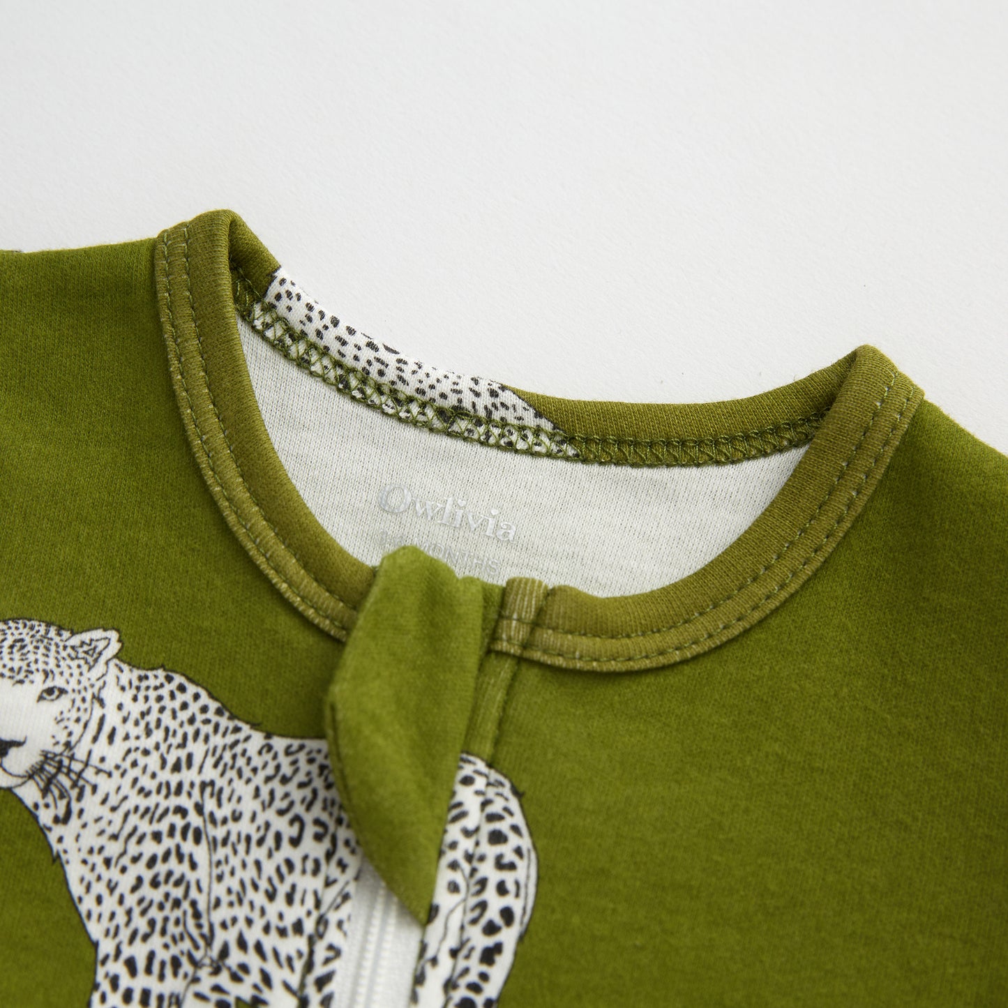 100% Organic Cotton Zip Footed Pajamas - Green Cheetah