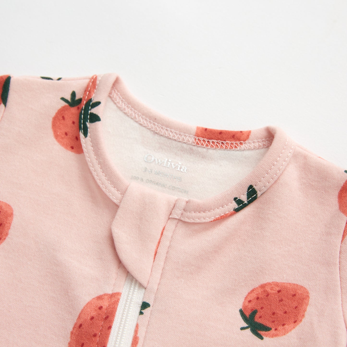 100% Cotton Footed Zip Pajamas - 2 pack - Pink Strawberry&white