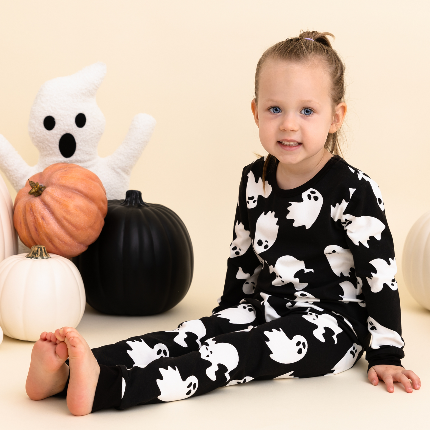 100% Organic Cotton Toddler 2 Piece Pajama Set -Halloween Ghosts