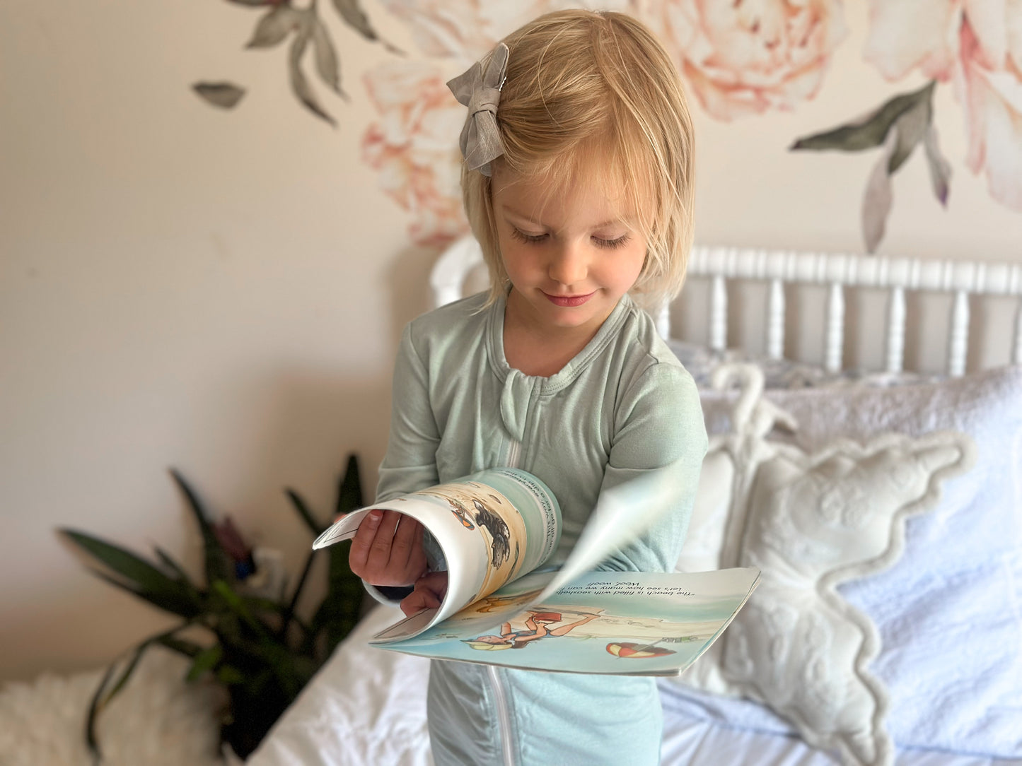 Bamboo Long Sleeve Zip Footless Baby Pajamas - Seafoam