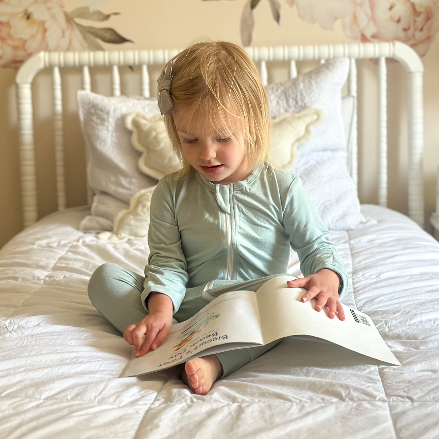 Bamboo Long Sleeve Zip Footless Baby Pajamas - Seafoam
