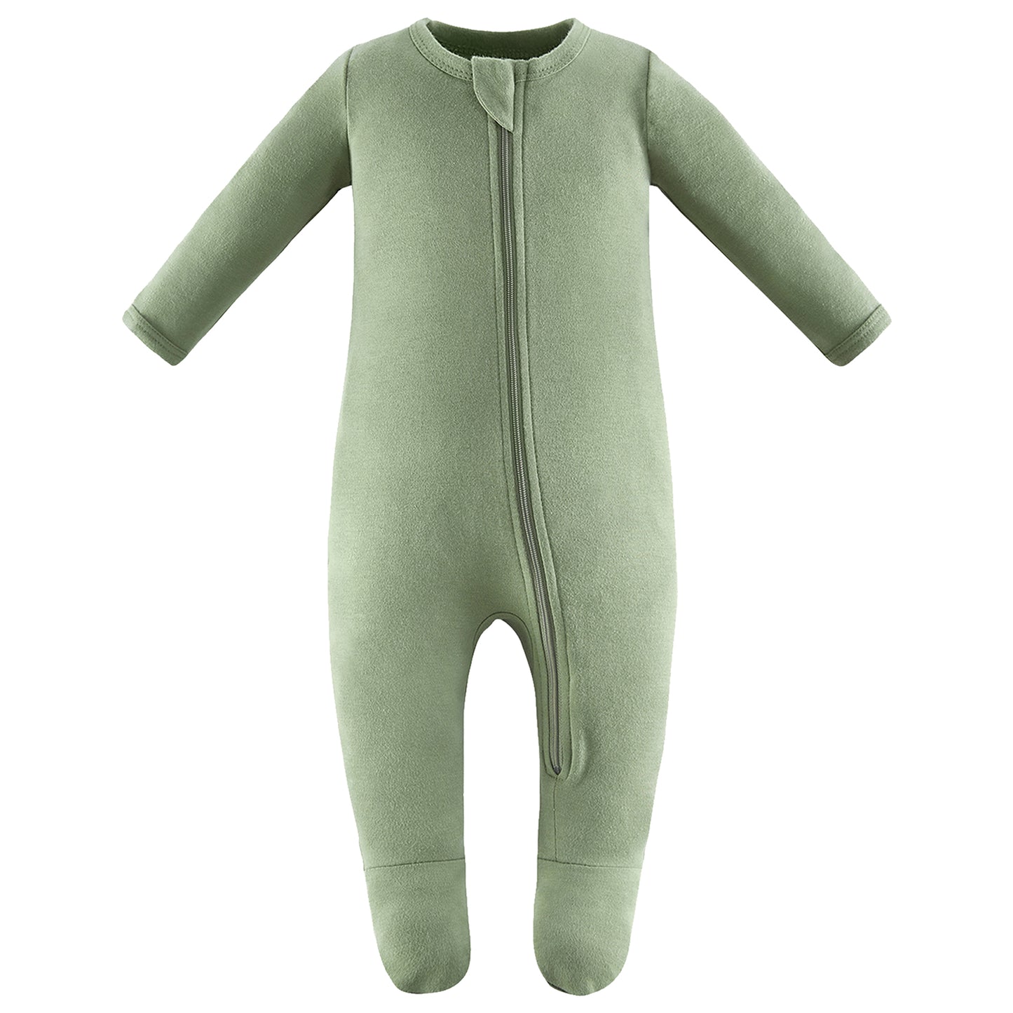 100% Cotton Footed Zip Pajamas - 3 pack - Olive&grey&ivory White