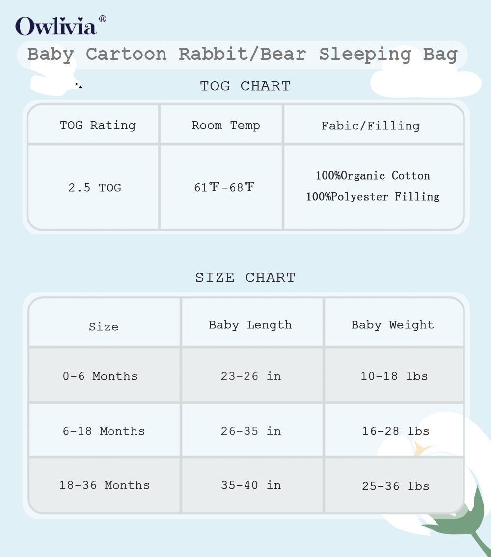 Organic Cotton Sleeping Bag 2.5 TOG Baby Sleep Sack - Brown Bear