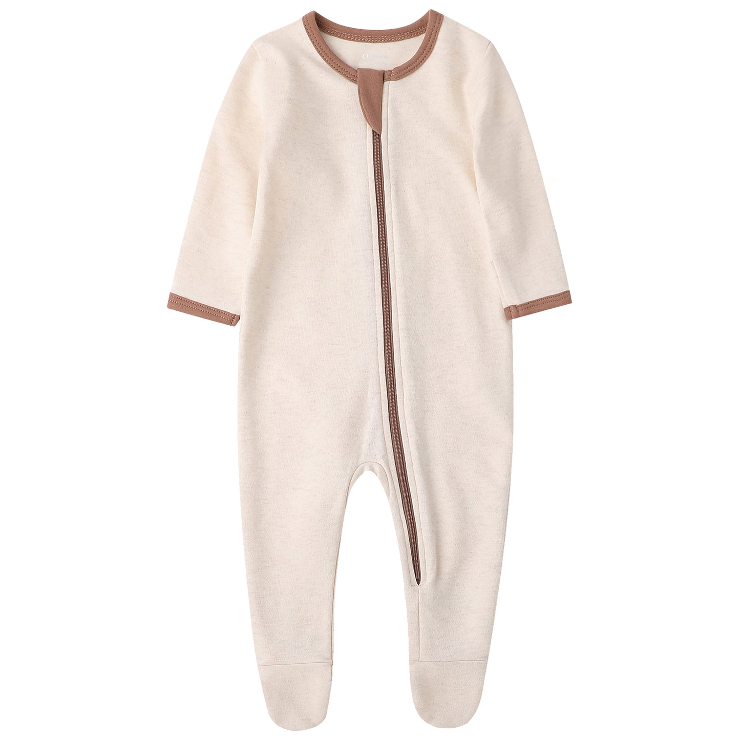 100% Cotton Footed Zip Pajamas - 3 pack - Brown&beige&ivory White