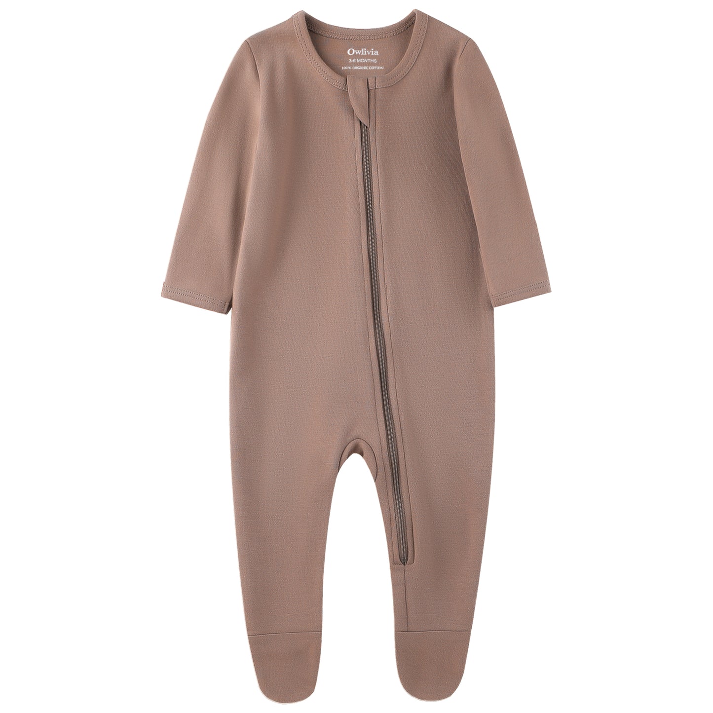 100% Cotton Footed Zip Pajamas - 3 pack - Brown&beige&ivory White