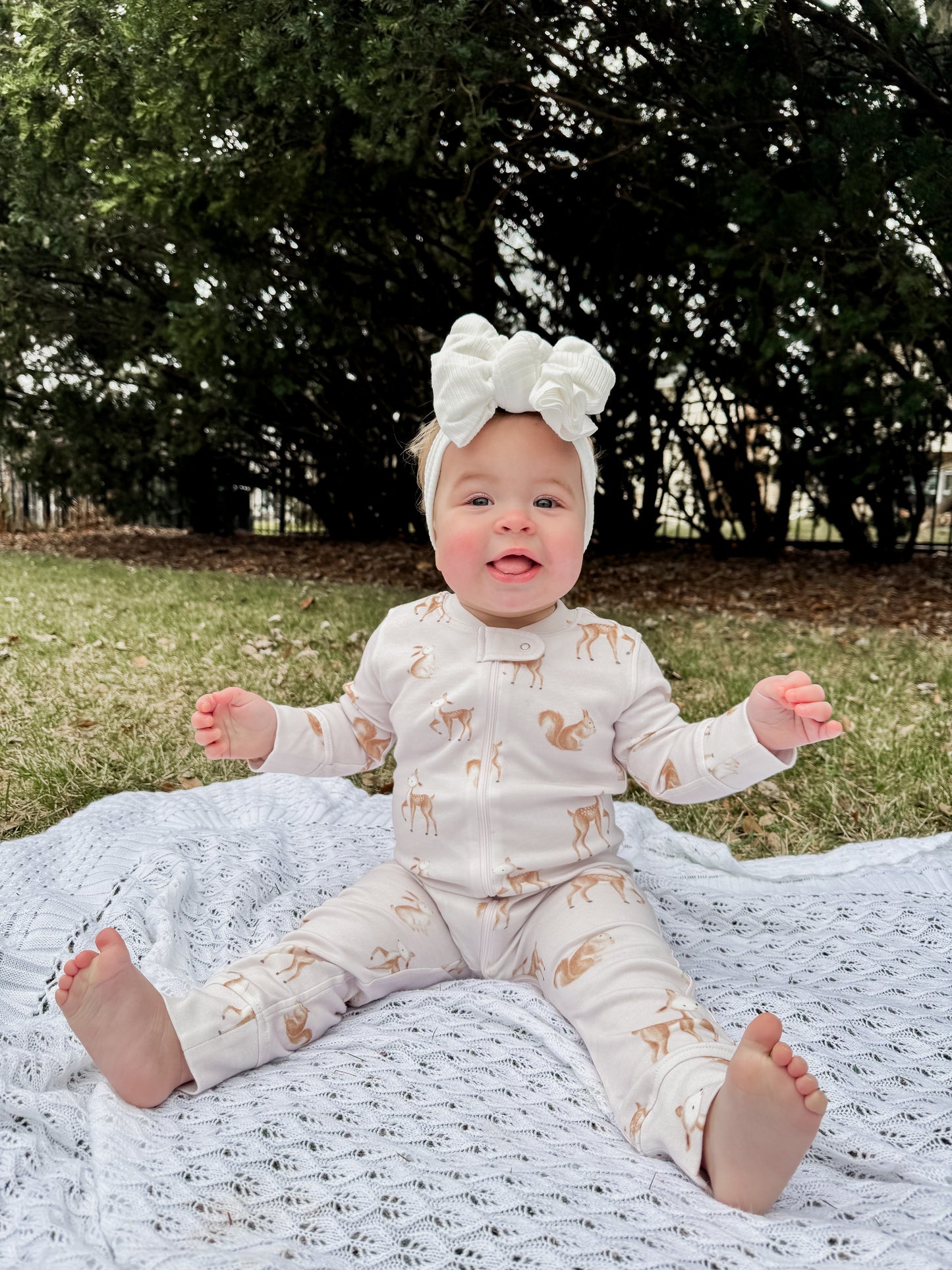 100% Organic Cotton Zip Footless Pajamas - Pink Deer