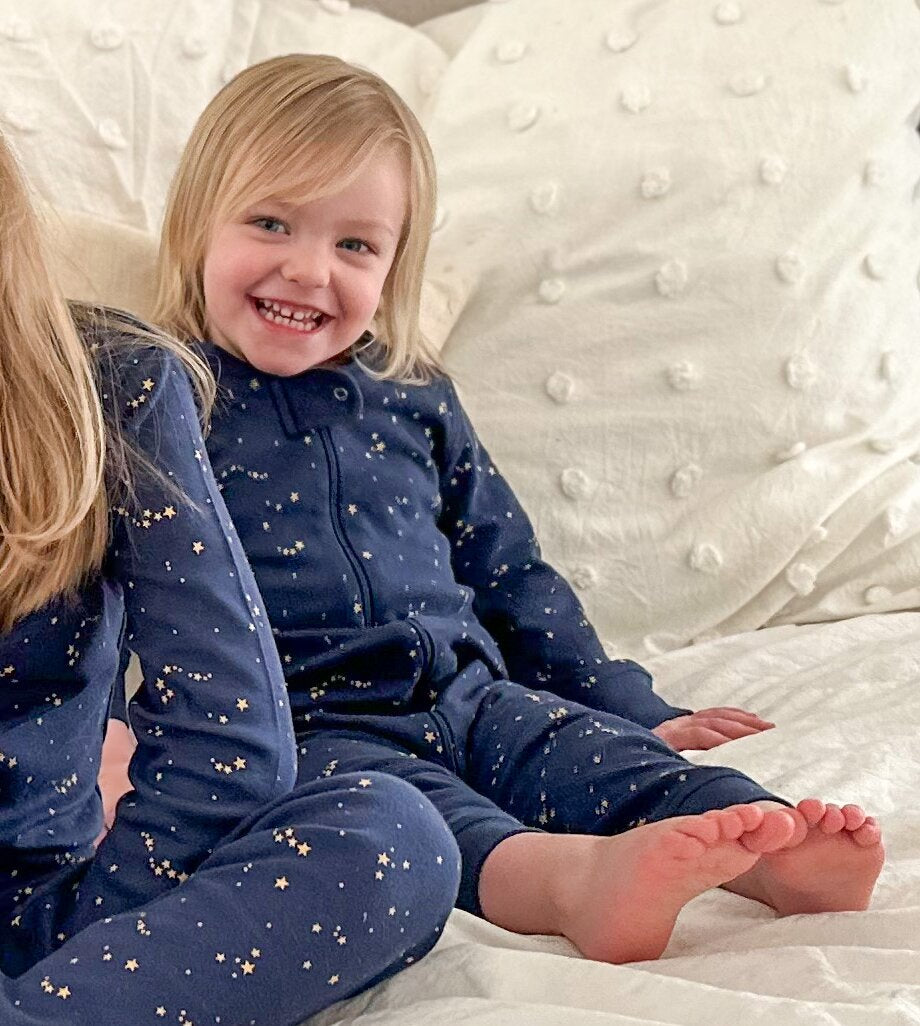 100% Organic Cotton Zip Footless Pajamas - Starry Sky