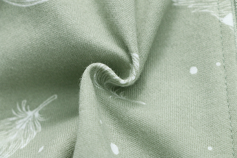 Owlivia Organic Take Me Home Outfit Set, Newborn Baby Boy Girl Footed Pajama Hat and Muslin Blanket Gift Set 3 Pcs, Feather Green