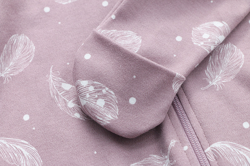 100% Organic Cotton Zip Footed Pajamas - Feather Mauve