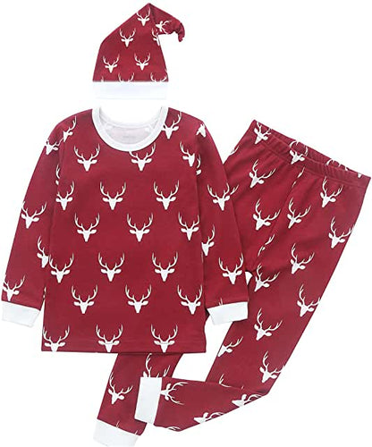 100% Organic Cotton Toddler 2 Piece Pajama Set - Christmas Deers