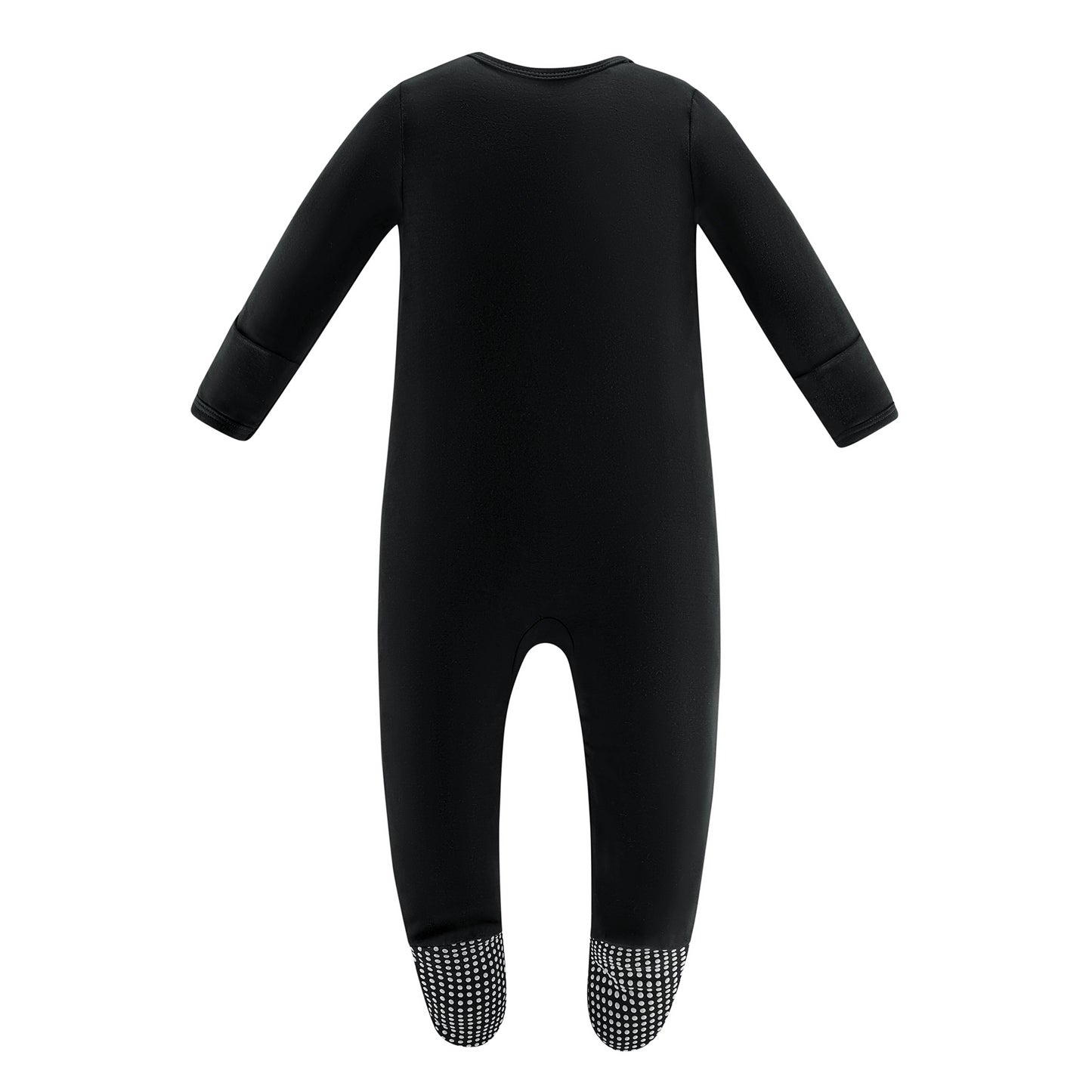 Bamboo Long Sleeve Zip Footed Pajamas - Black