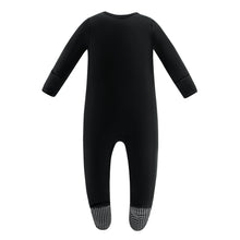 Load image into Gallery viewer, Bamboo Long Sleeve Zip Footed Pajamas - Black