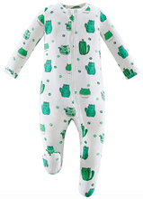Load image into Gallery viewer, Bamboo &amp; Organic Cotton Blend Zip Footed Pajamas - Cactus