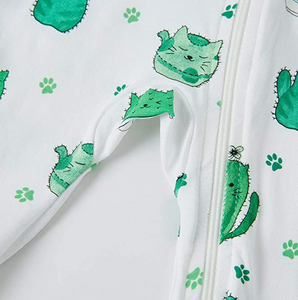 Bamboo & Organic Cotton Blend Zip Footed Pajamas - Cactus