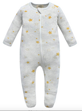 Load image into Gallery viewer, 100% Cotton Zip Footed Pajamas - 2 Pack - Mushroom &amp; Golden Star