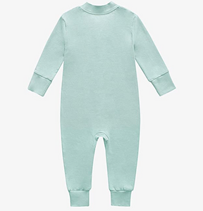 Bamboo Long Sleeve Zip Footless Baby Pajamas - Seafoam